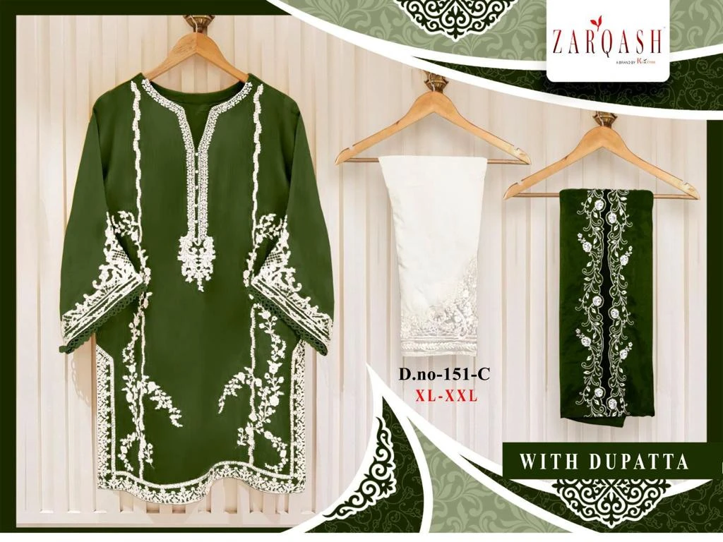 Zarqash D.No 151 Faux Georgette Wholesale Pakistani Readymade Salwar Suit Catalog — Wholesale Salwar Suits, MPA wholesale from Surat - Gallery Image 3